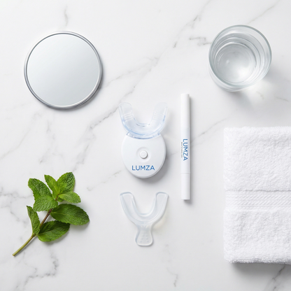 LUMZA Professional Teeth Whitening Kit with LED Light & Gel Pen - At Home Whitening System