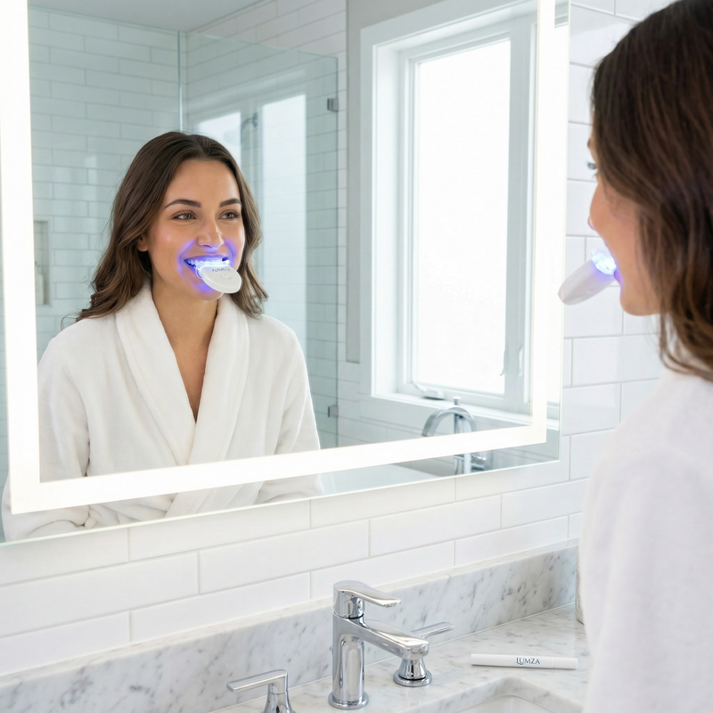 LUMZA Professional Teeth Whitening Kit with LED Light & Gel Pen - At Home Whitening System
