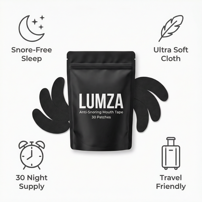 LUMZA Anti Snoring Mouth Tape For Sleeping - 30 Pack Black Cloth Sleep Strips