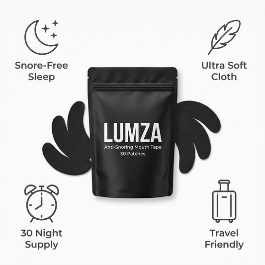 LUMZA Anti Snoring Mouth Tape For Sleeping - 30 Pack Black Cloth Sleep Strips