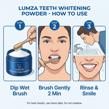 LUMZA Teeth Whitening Powder for Sensitive Teeth - Non Abrasive Stain Remover