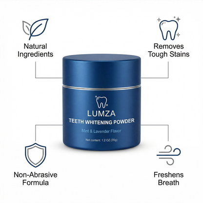 LUMZA Teeth Whitening Powder for Sensitive Teeth - Non Abrasive Stain Remover