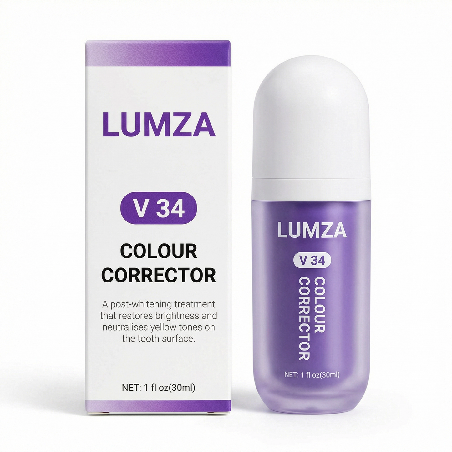 LUMZA V34 Colour Corrector Teeth Whitening Serum - Purple Toothpaste Stain Remover