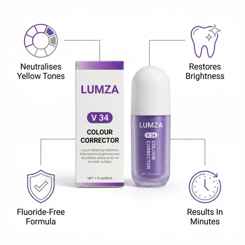 LUMZA V34 Colour Corrector Teeth Whitening Serum - Purple Toothpaste Stain Remover